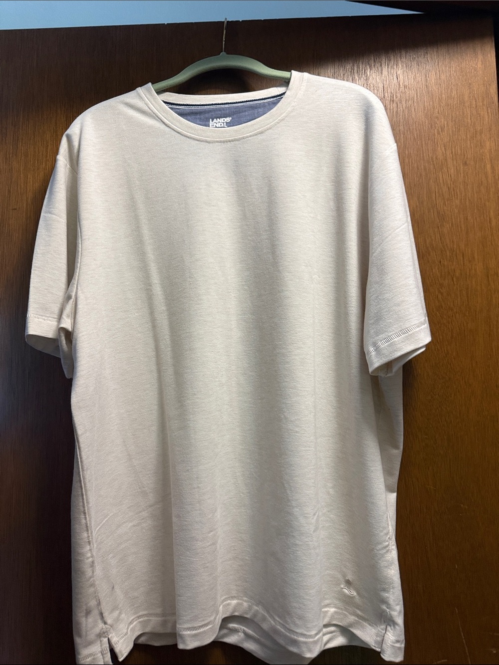 Lands' End Men's Short Sleeve Crew in Light Tan